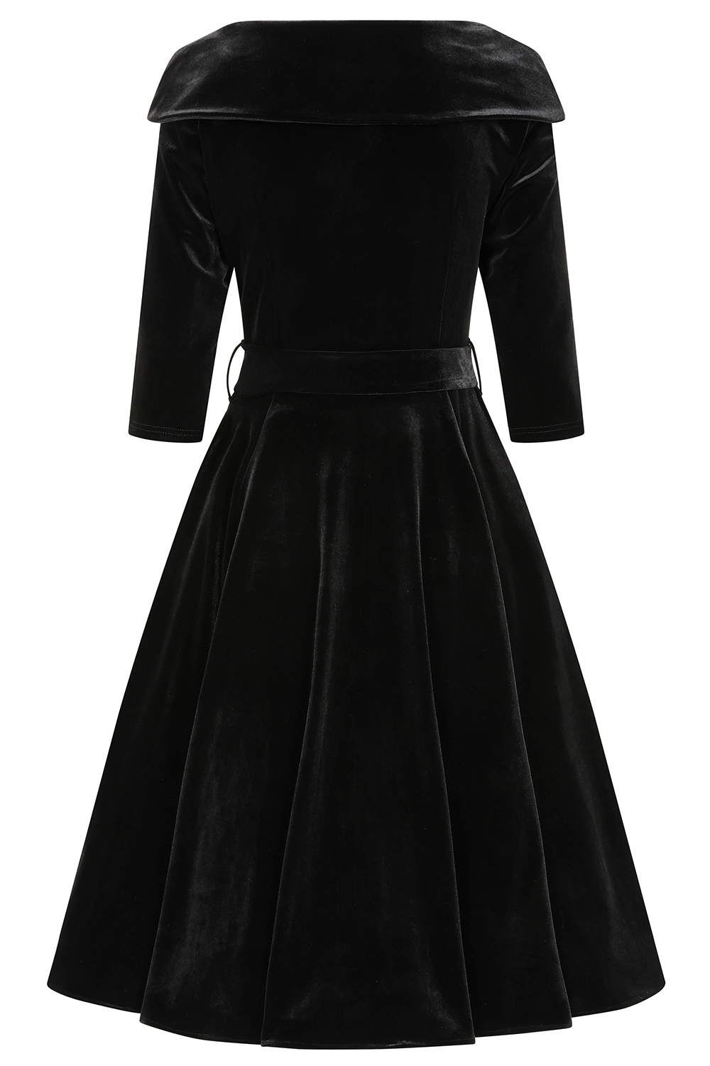 Pheobe Black Velvet Swing Dress in Plus Size